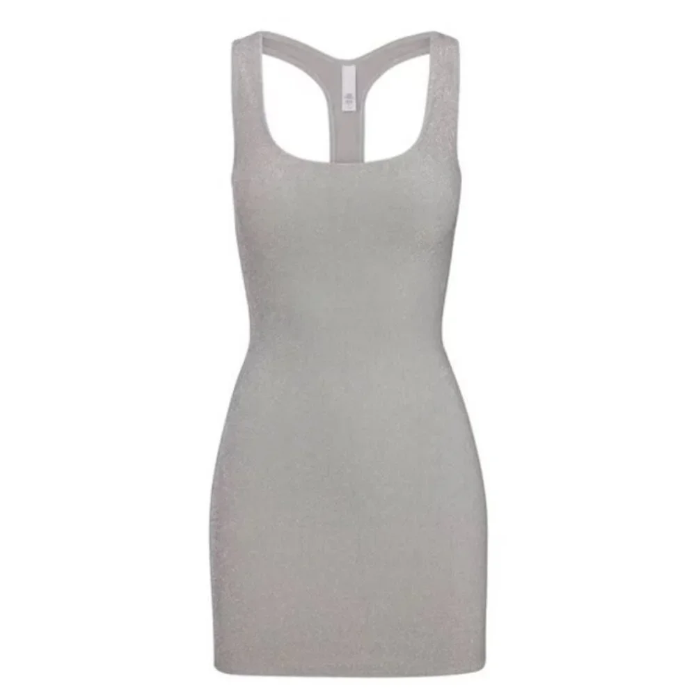 SKIMS Glitter Swim Metallic Dress Cover Up 2X Nickel Silver